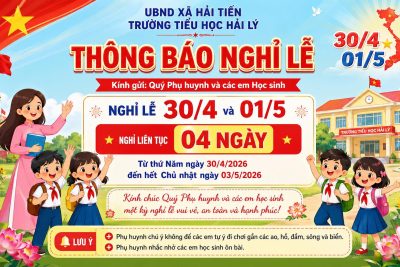 THÔNG BÁO NGHỈ LỄ NGÀY CHIẾN THẮNG 30/4 VÀ NGÀY QUỐC TẾ LAO ĐỘNG 01/5 NĂM 2026