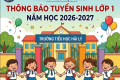 KẾ HOẠCH TUYỂN SINH VÀO LỚP 1 NĂM HỌC 2026 – 2027